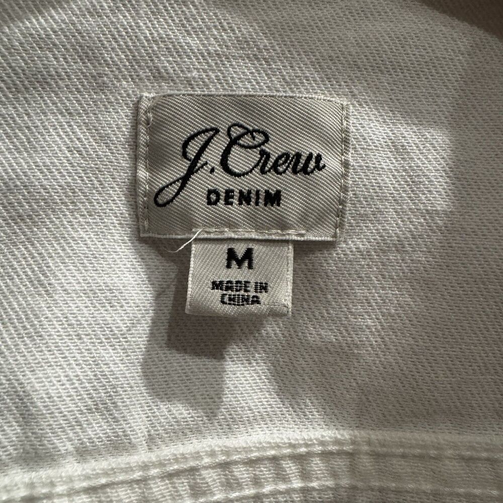 J Crew Women’s White Cropped Denim Classic Trucker Jacket Size M - Picture 3 of 16